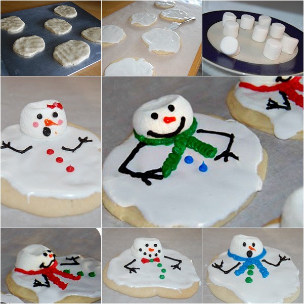 Melting Snowman Marshmallow Biscuit Cookies